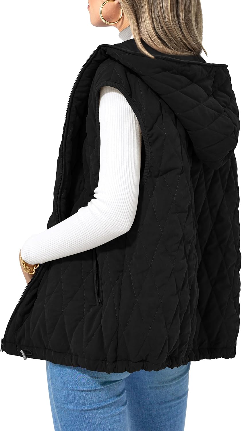 PRETTYGARDEN Women's Casual Sleeveless Hooded Zip Up Jacket