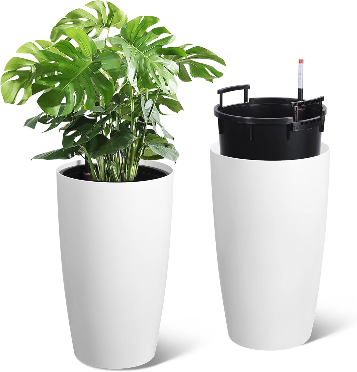 22 Tall Round Planter Set of 2 with Self Watering Feature