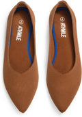 Brown Pointed Toe Flats for Women - Dressy Office Knit Ballet