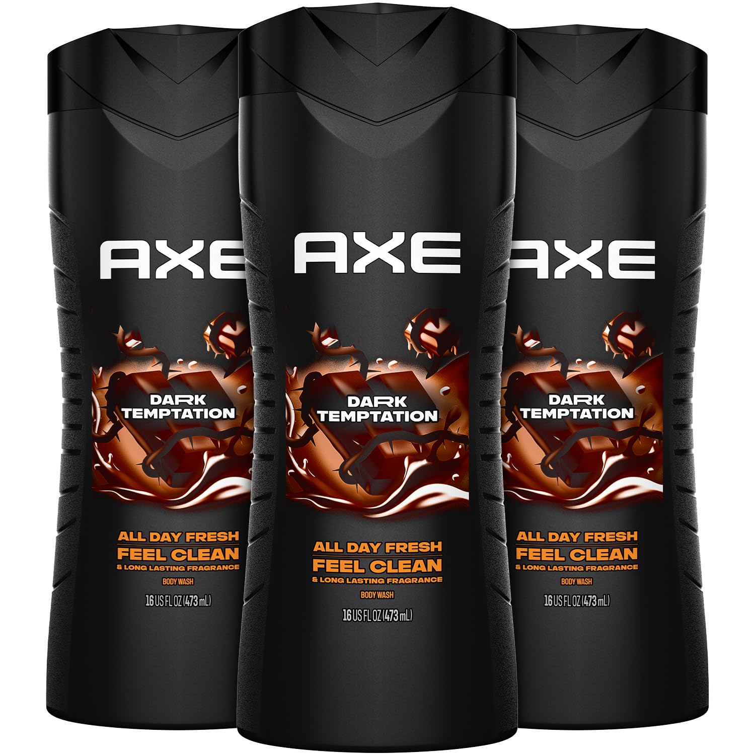 AXE Men's Body Wash Dark Temptation 3-Pack for Freshness