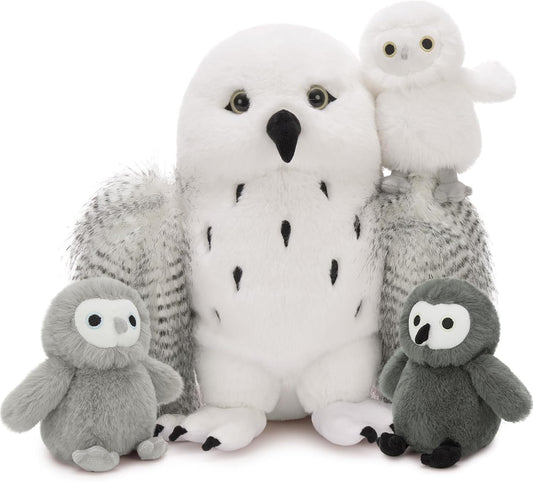 4Pcs Owl Plush Set - Adorable Giant Mother Owl with Babies