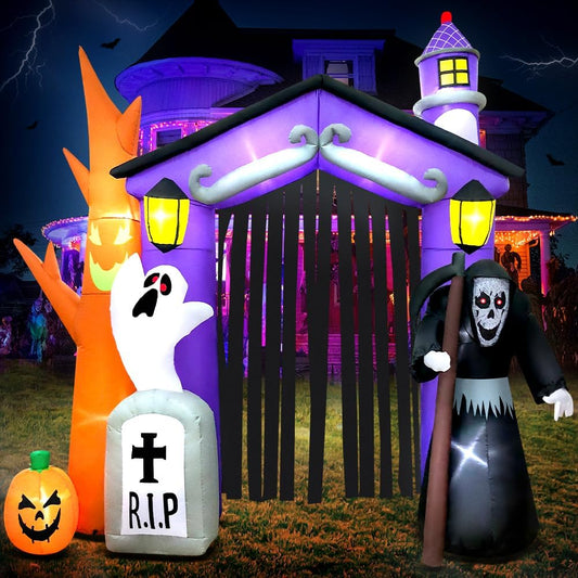 9 FT Halloween Inflatables Haunted House Castle for Yard Decor