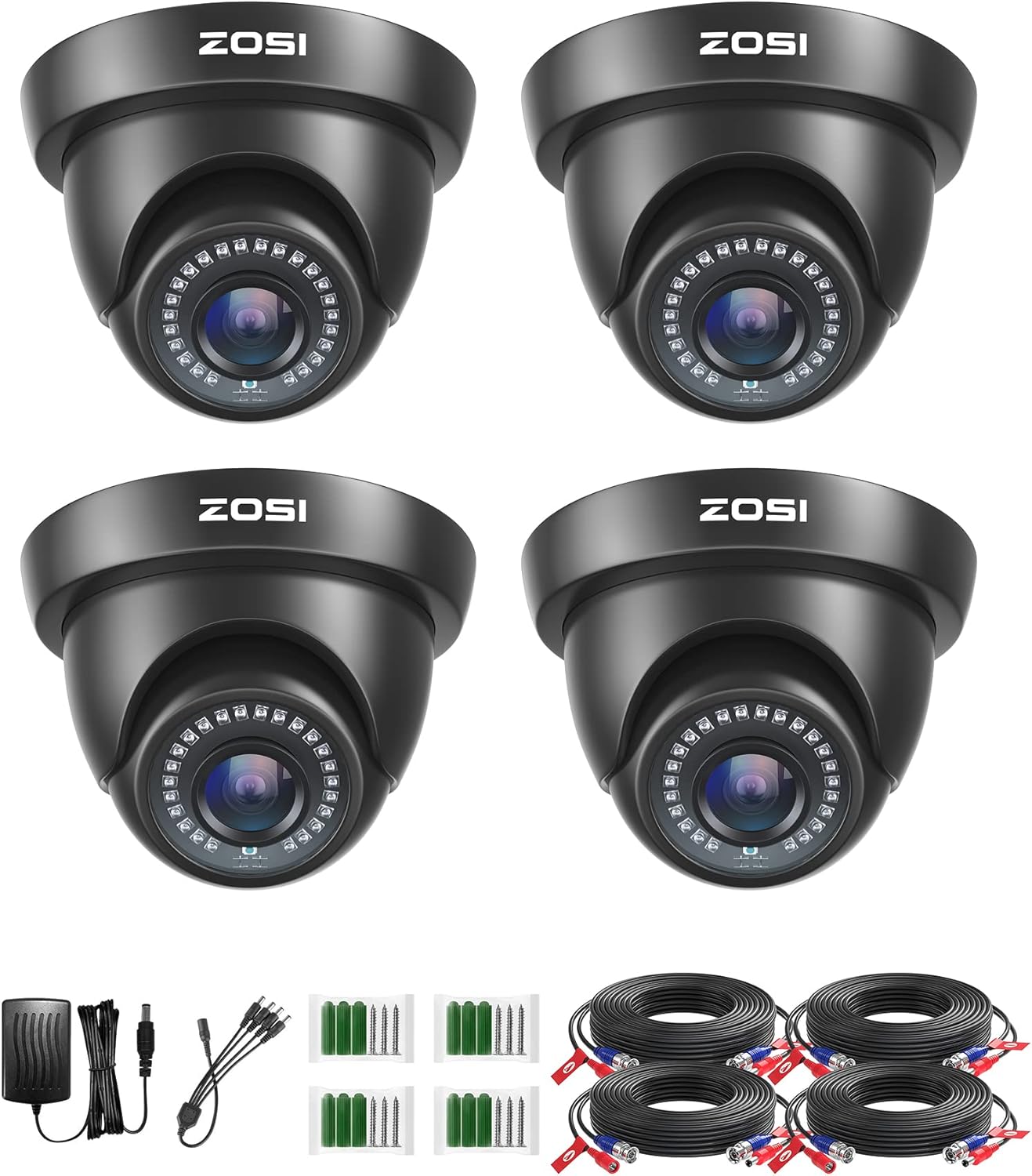 ZOSI 4pk 1080P HD-TVI Dome Cameras: Crystal Clear Night Vision!