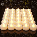 Flickering Flameless Tea Lights 100 Pack - Long Lasting Warm Light