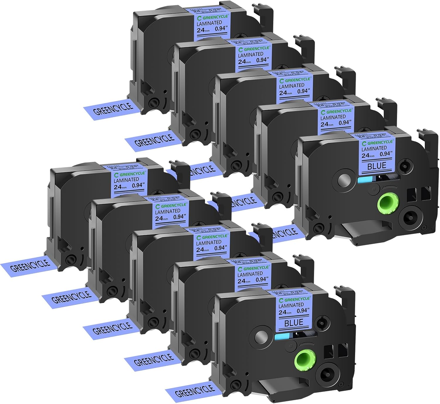 GREENCYCLE Compatible Ptouch TZe-551 Black on Blue Label Tape