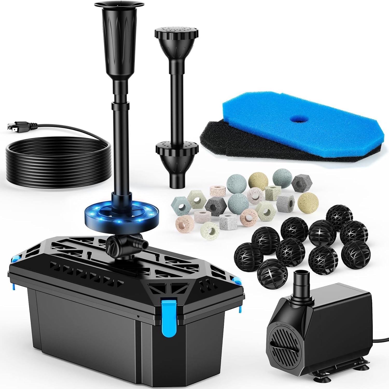 POPOSOAP RGB Pond Filter with Pump Fountain Kits for Clarity