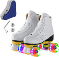 Roller Skates for Men and Women Black Derby Roller Skates with Shiny