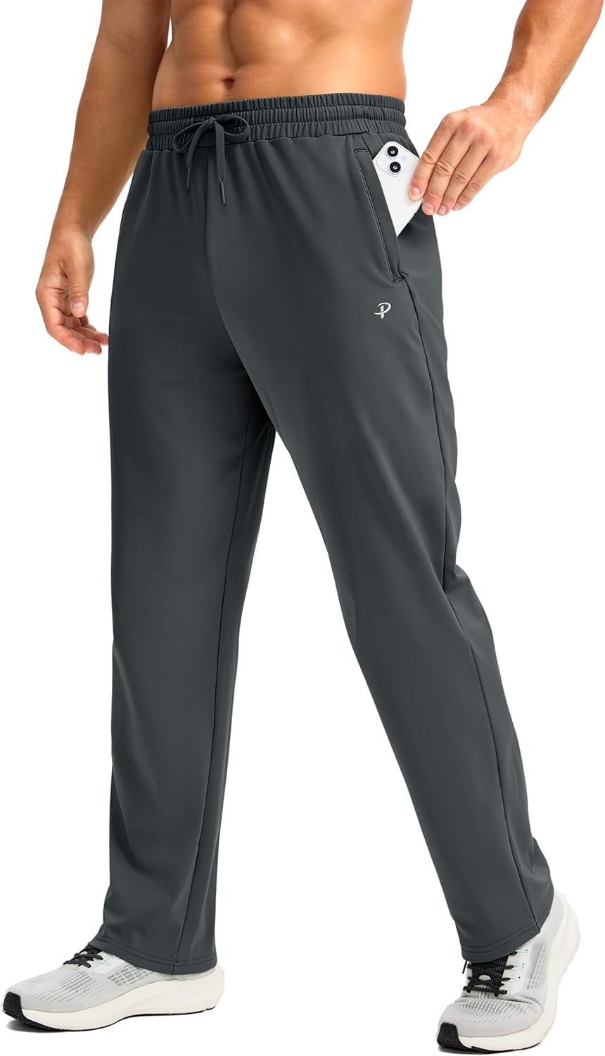 Pudolla Men's Fleece Lined Sweatpants for Winter Workouts