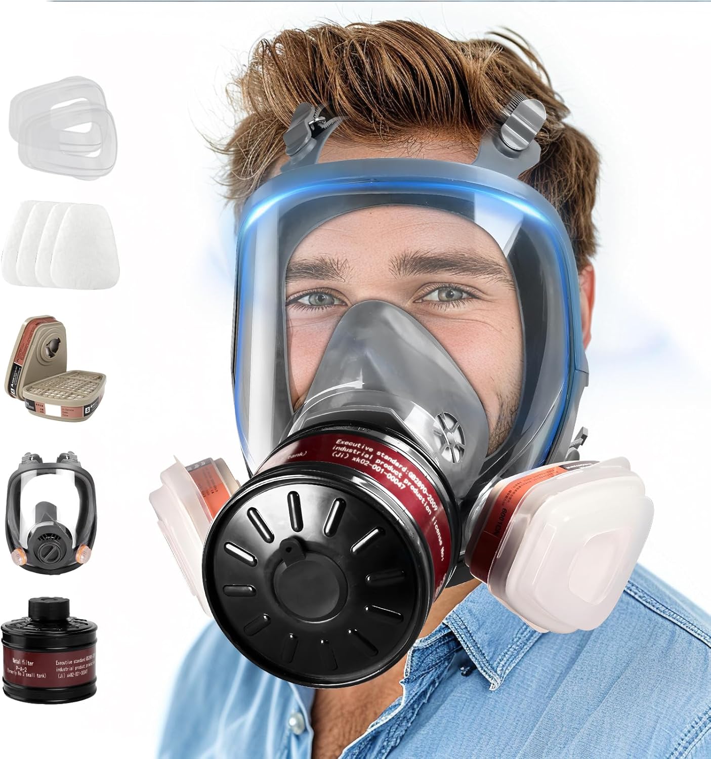 Full Face Gas Mask with 40mm Filter for Chemical Protection