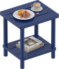Outdoor Side Table 2-Tier Bamboo End Table for Patio - Weather