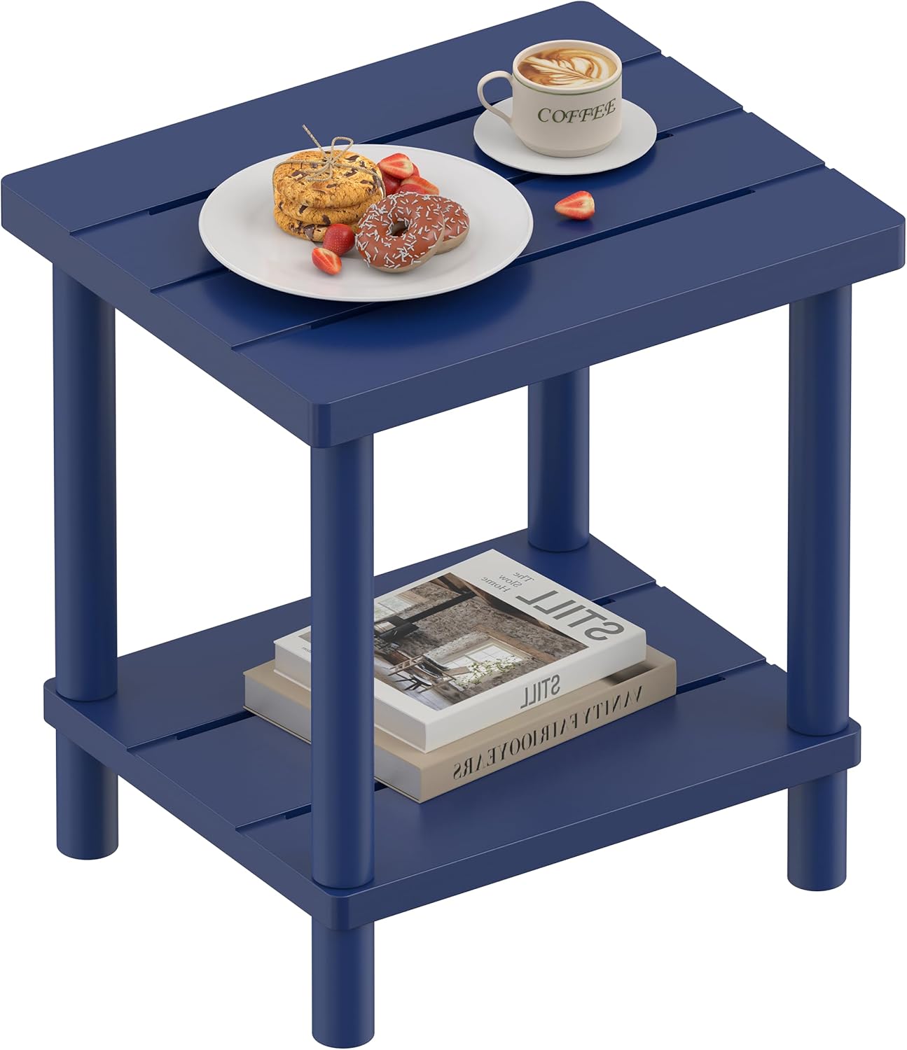 Outdoor Side Table - 2-Tier Bamboo Table for Patio Use