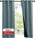 NICETOWN Aqua 100% Blackout Lined Curtains - Thermal Insulated Panels