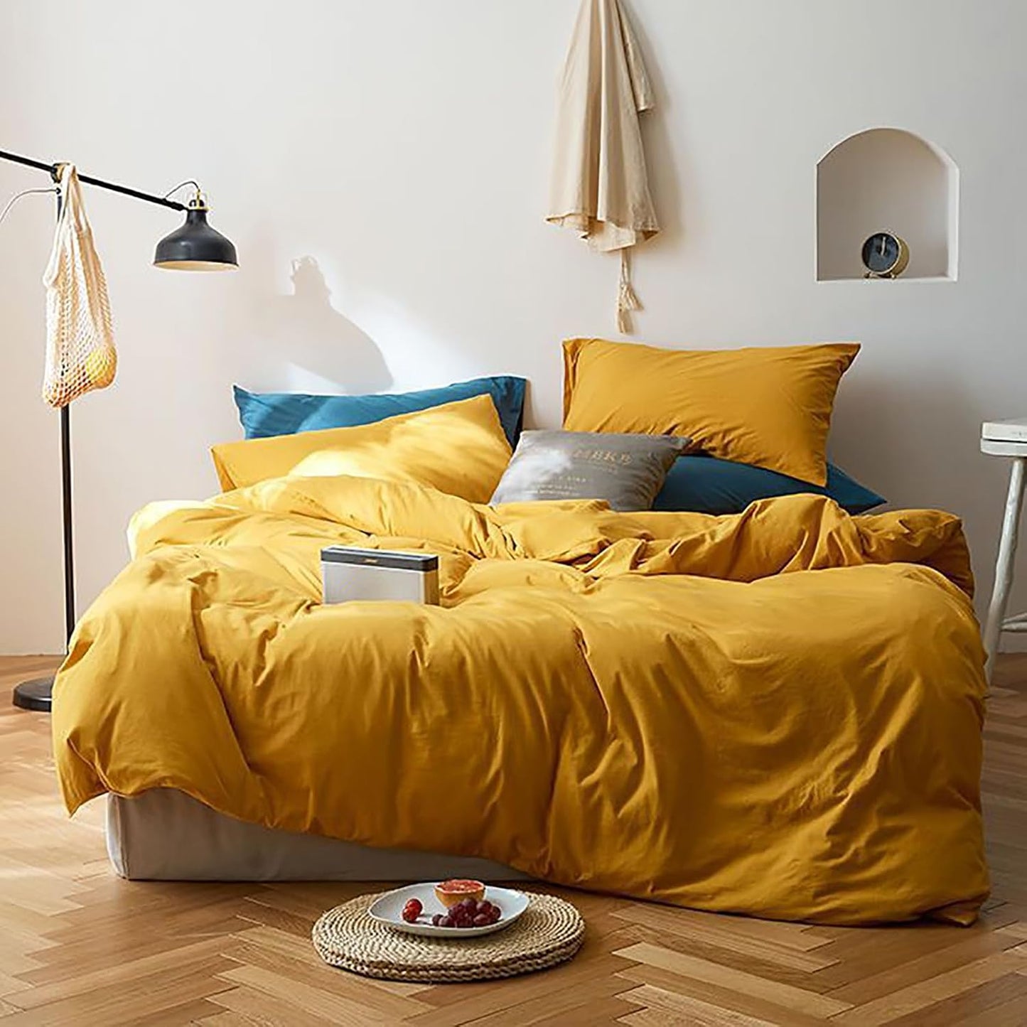 Luxlovery Dark Yellow Comforter Set for Cozy California King Beds