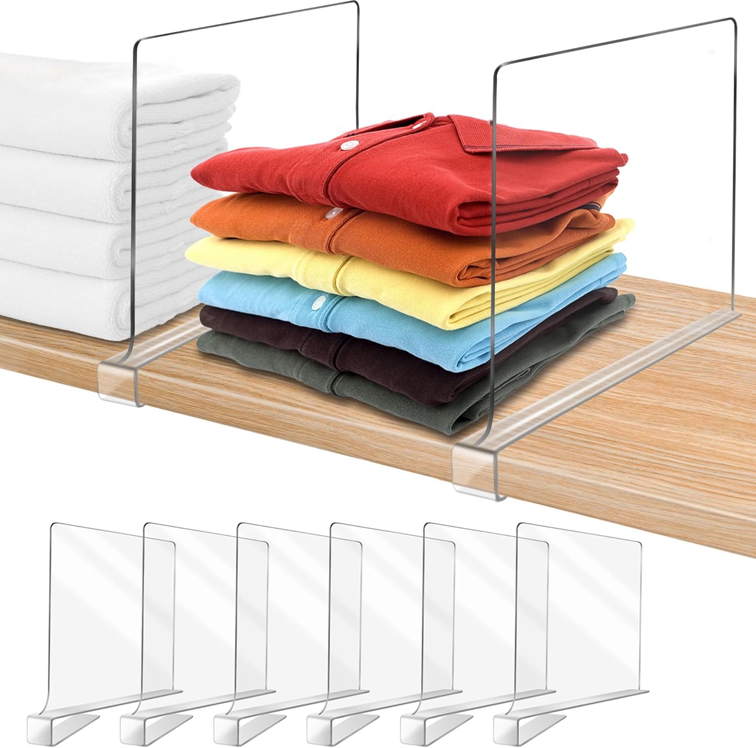 12 Inch Clear Shelf Dividers for Closet Organization and Storage