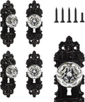 Vintage Crystal Glass Door Knobs with Black Backplate - 4 Pack