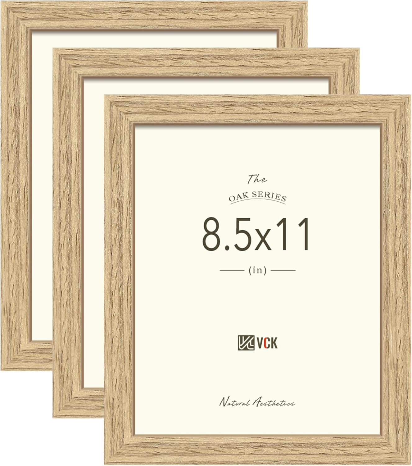 VCK 8.5x11 Beige Oak Picture Frames for Home and Office Use