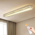 Dimmable LED Ceiling Light 39.4in Linear Crystal Fixture - Remote