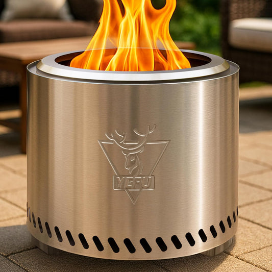 Smokeless Fire Pit with Removable Ash-Pan for Outdoor Use