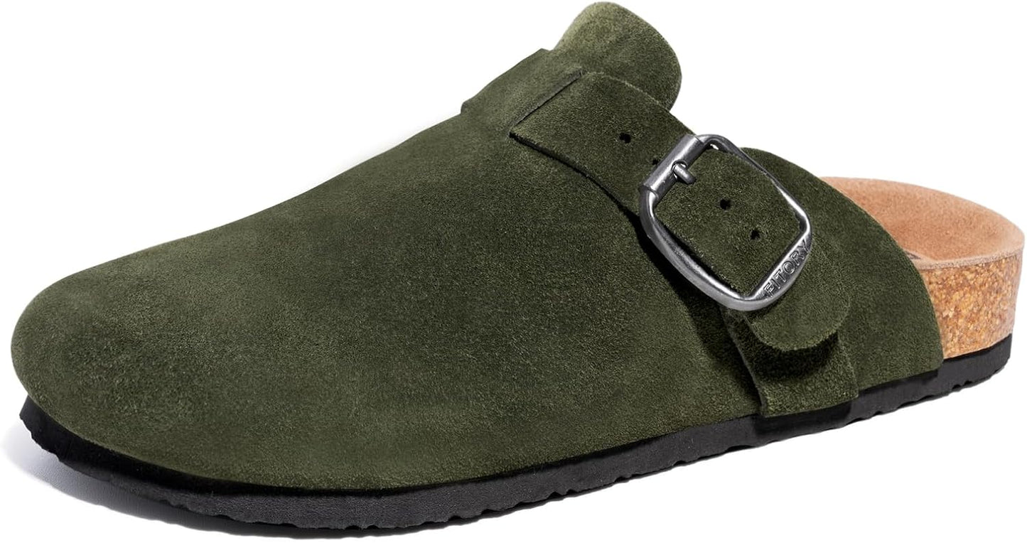 FITORY Mens Suede Clogs with Arch Support for Ultimate Comfort