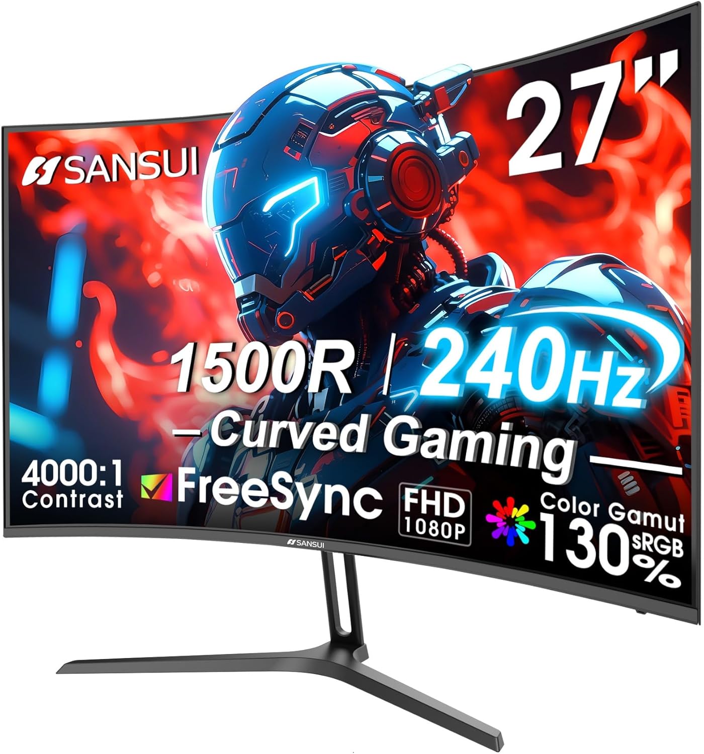 SANSUI 27 Inch Curved 240Hz Gaming Monitor for Ultimate Play