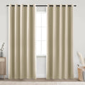 KOUFALL Beige Black Out Curtains for Bedroom & Living Room