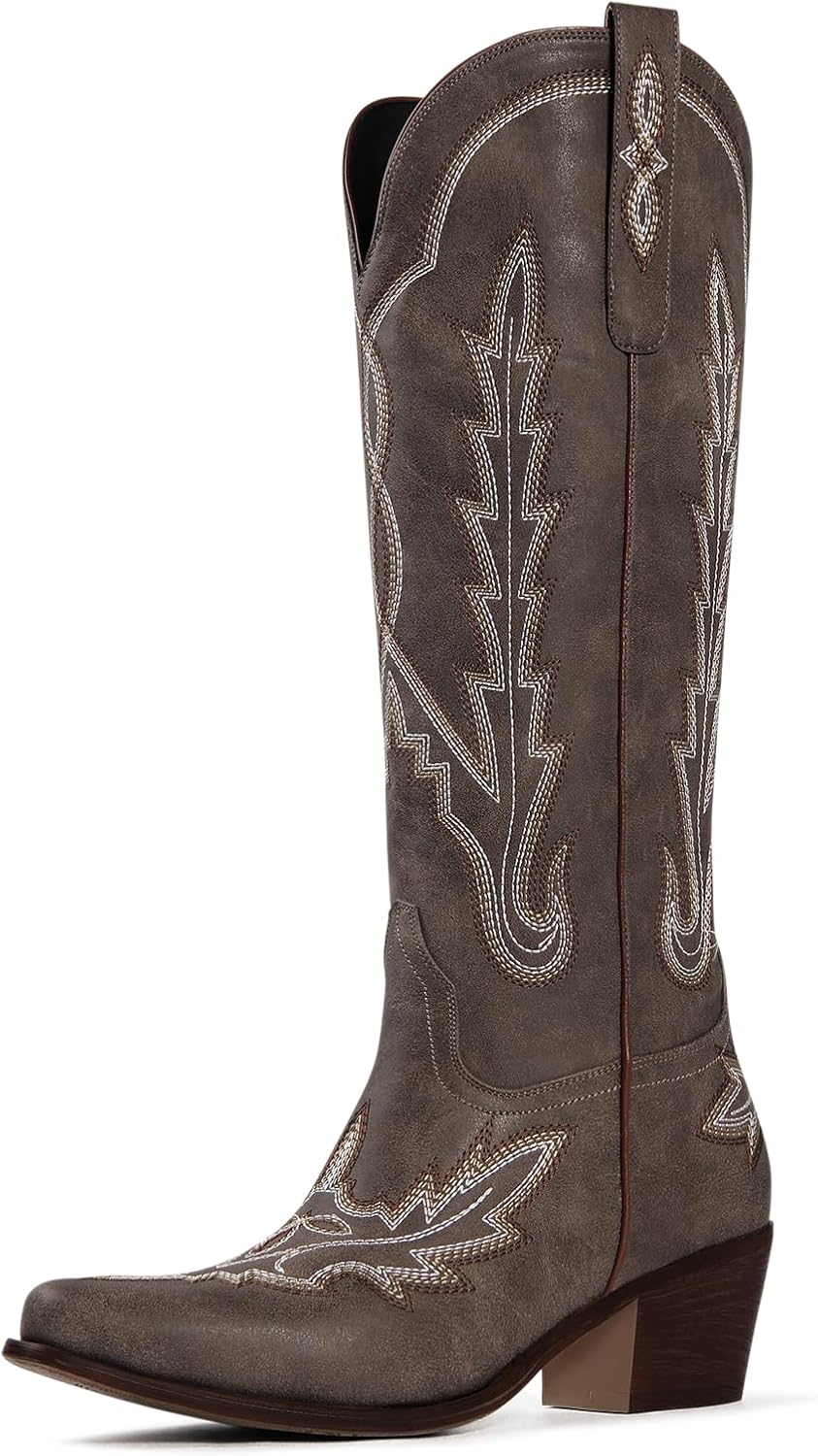 Ouepiano Cowboy Boots for Women with Classic Embroidery Style