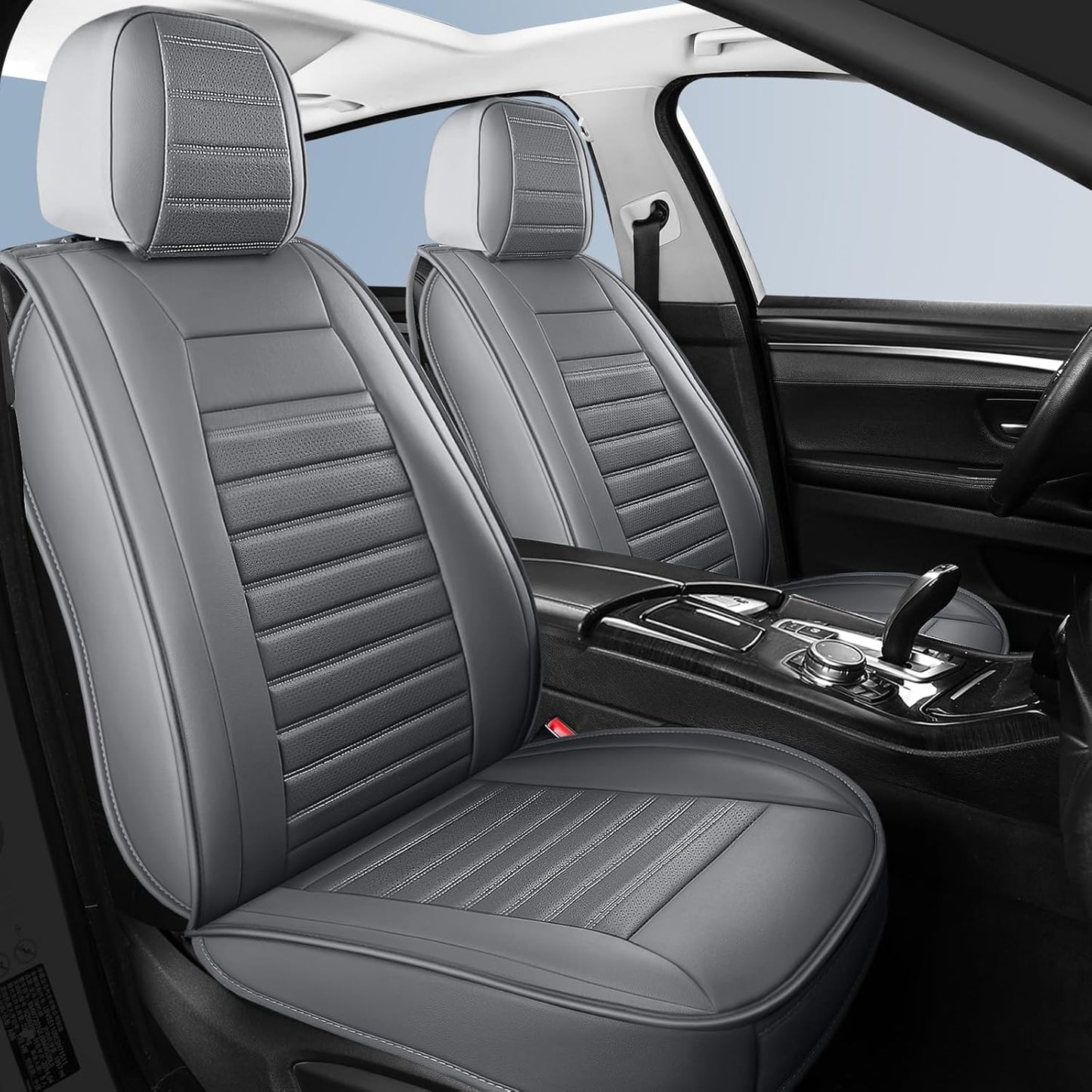Leather Car Seat Covers for Sedan SUV Truck - Waterproof Grey