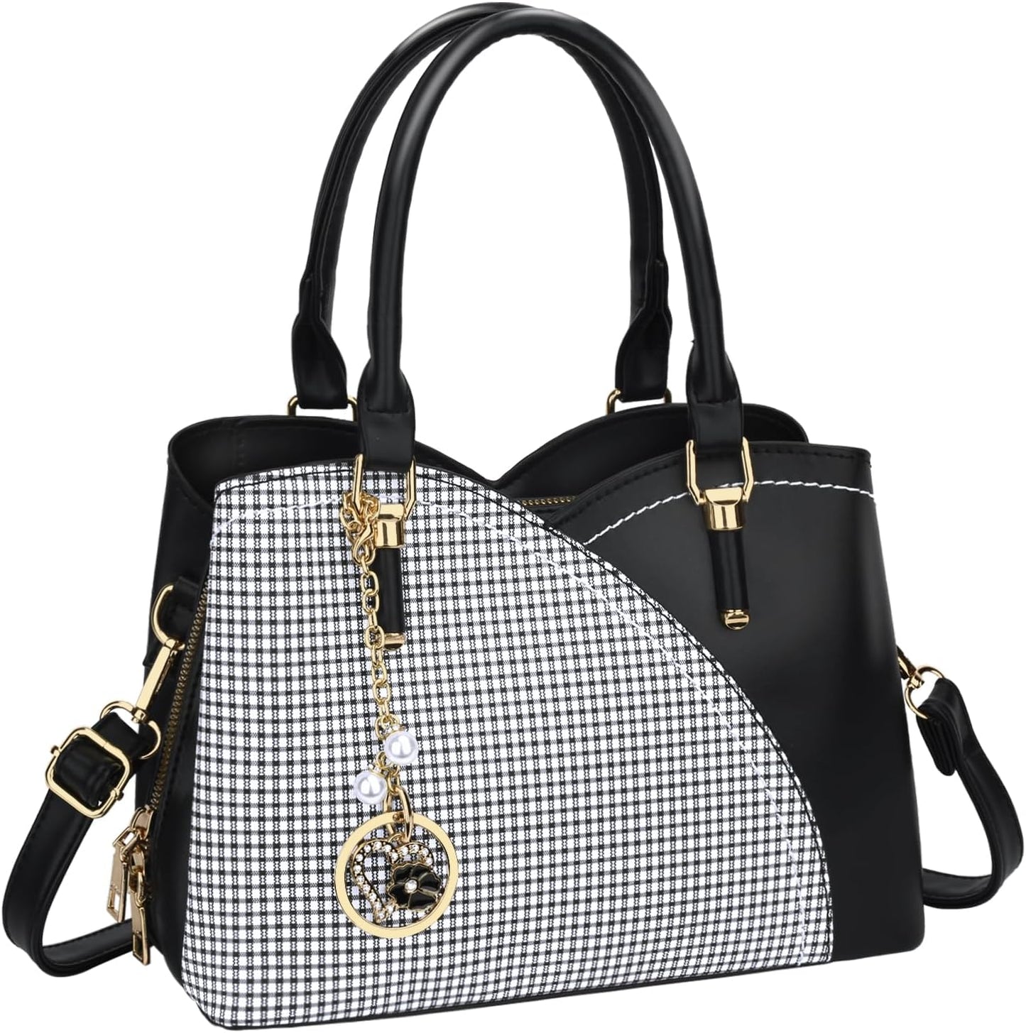 KKXIU Triple Compartments Handbags for Women Fashion Satchel