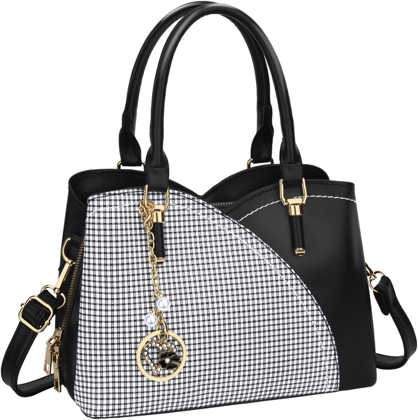 KKXIU Triple Compartments Handbags for Women Fashion Satchel