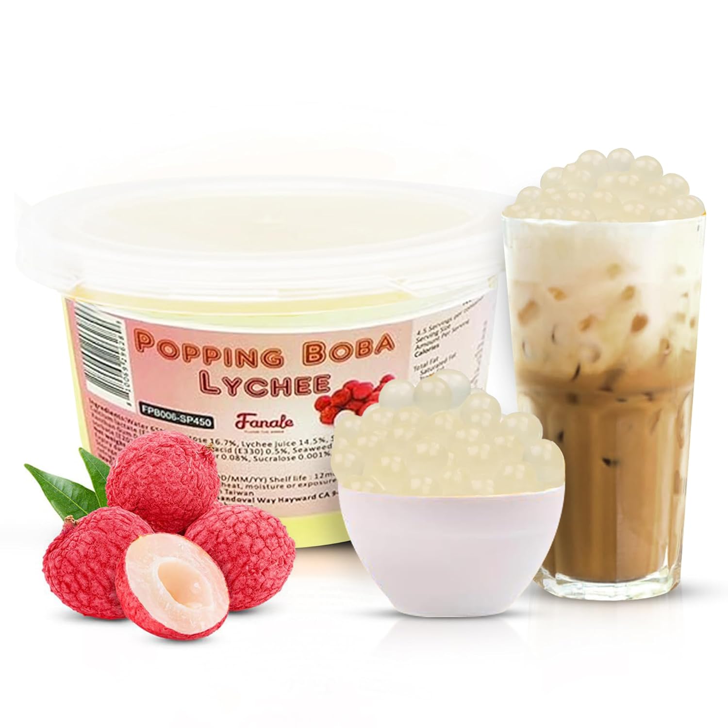 Fanale Lychee Popping Boba Pearls for Delicious Drinks