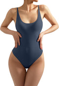Women Scoop Neck Thong Bodysuit - Backless Cami, Soft Fit