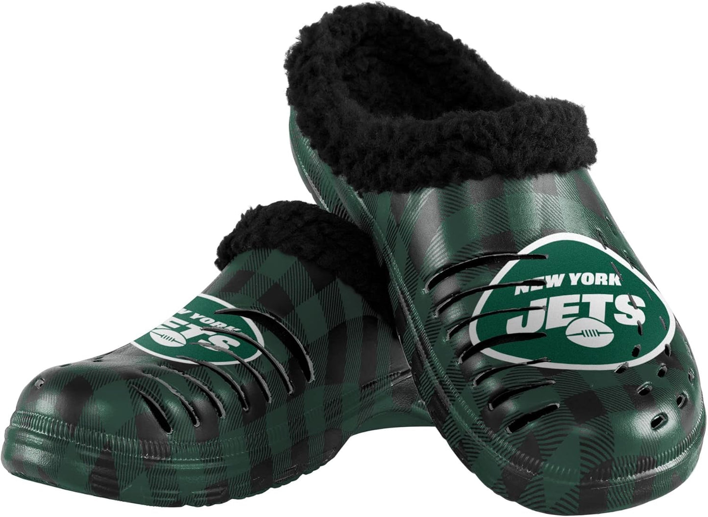NFL Team Logo Sherpa Lined Buffalo Check Slipper Clogs for Men