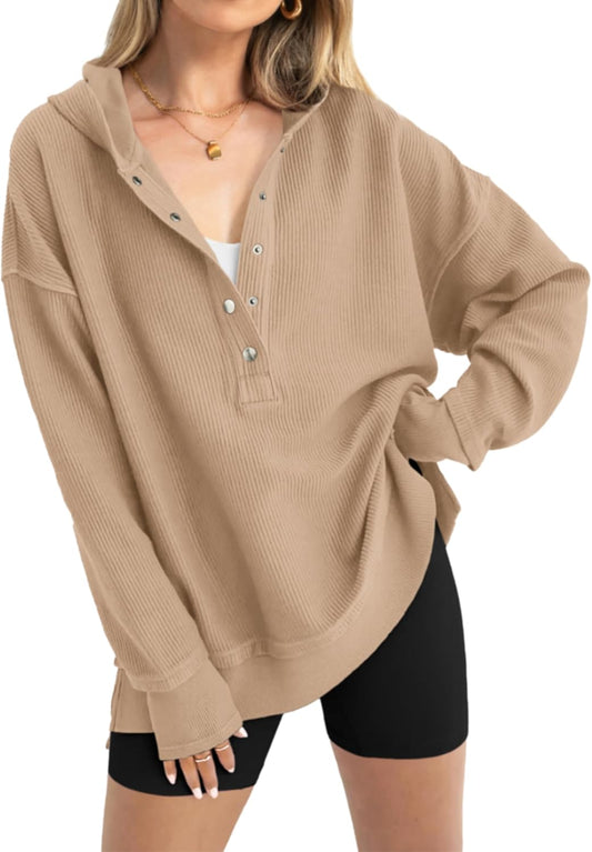 2025 Fashion: Cozy Button-Up Hoodie by PRETTYGARDEN