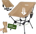 Portable Foldable Camping Chair - High/Low, Lightweight - Khaki