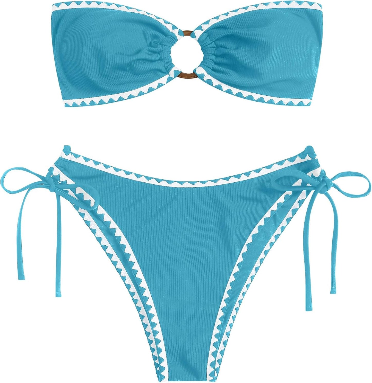 ZAFUL Women's Bandeau Bikini O Ring Strapless Two Piece