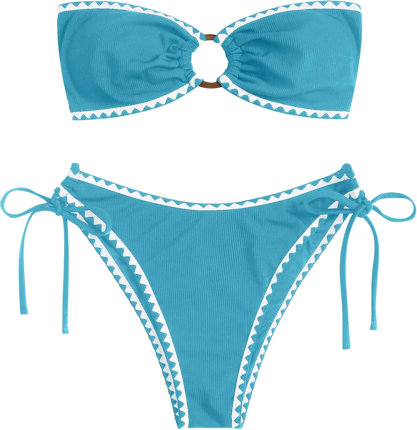 ZAFUL Women's Bandeau Bikini O Ring Strapless Two Piece