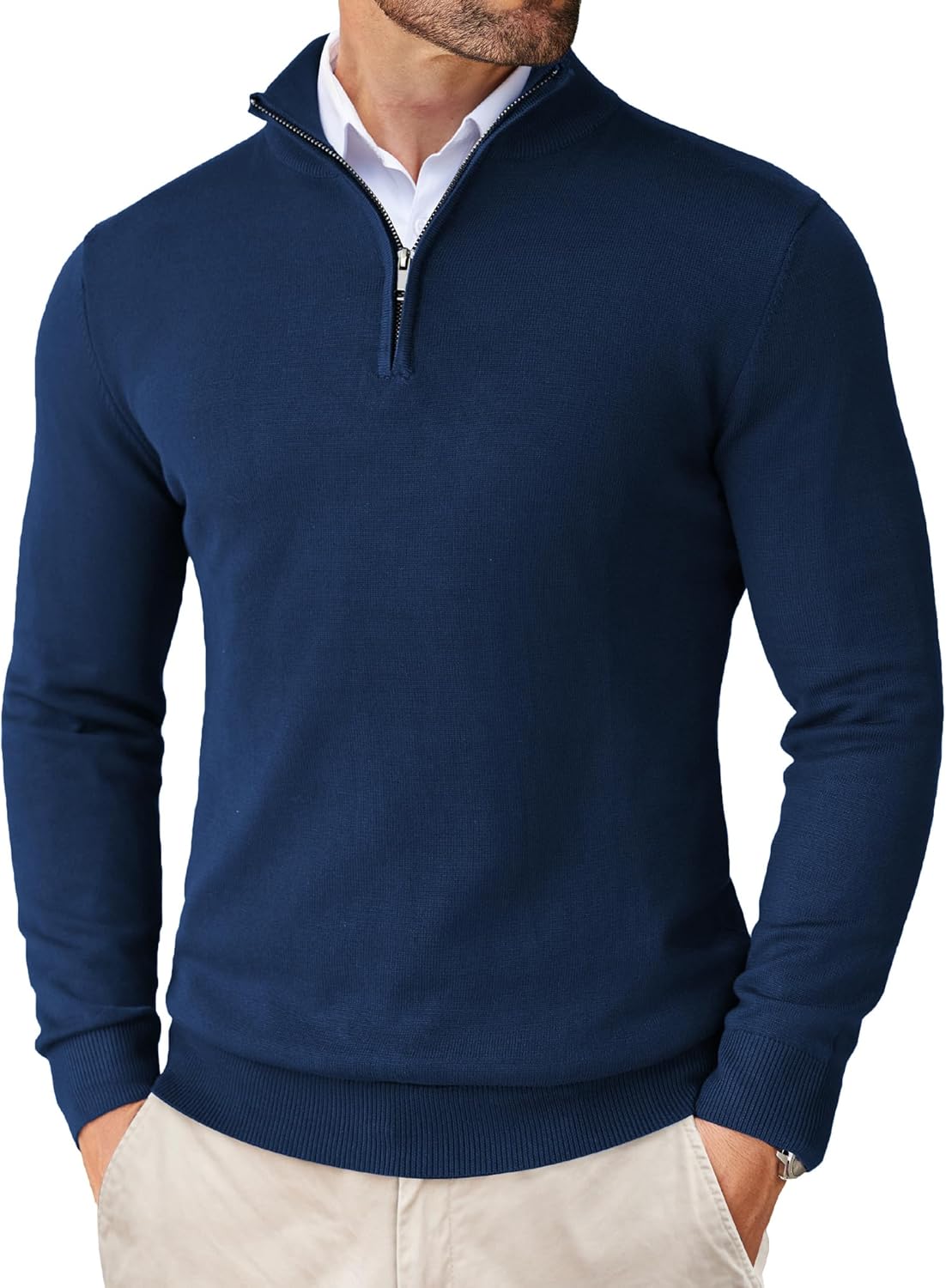 COOFANDY Men's Quarter Zip Up Sweaters for Stylish Comfort