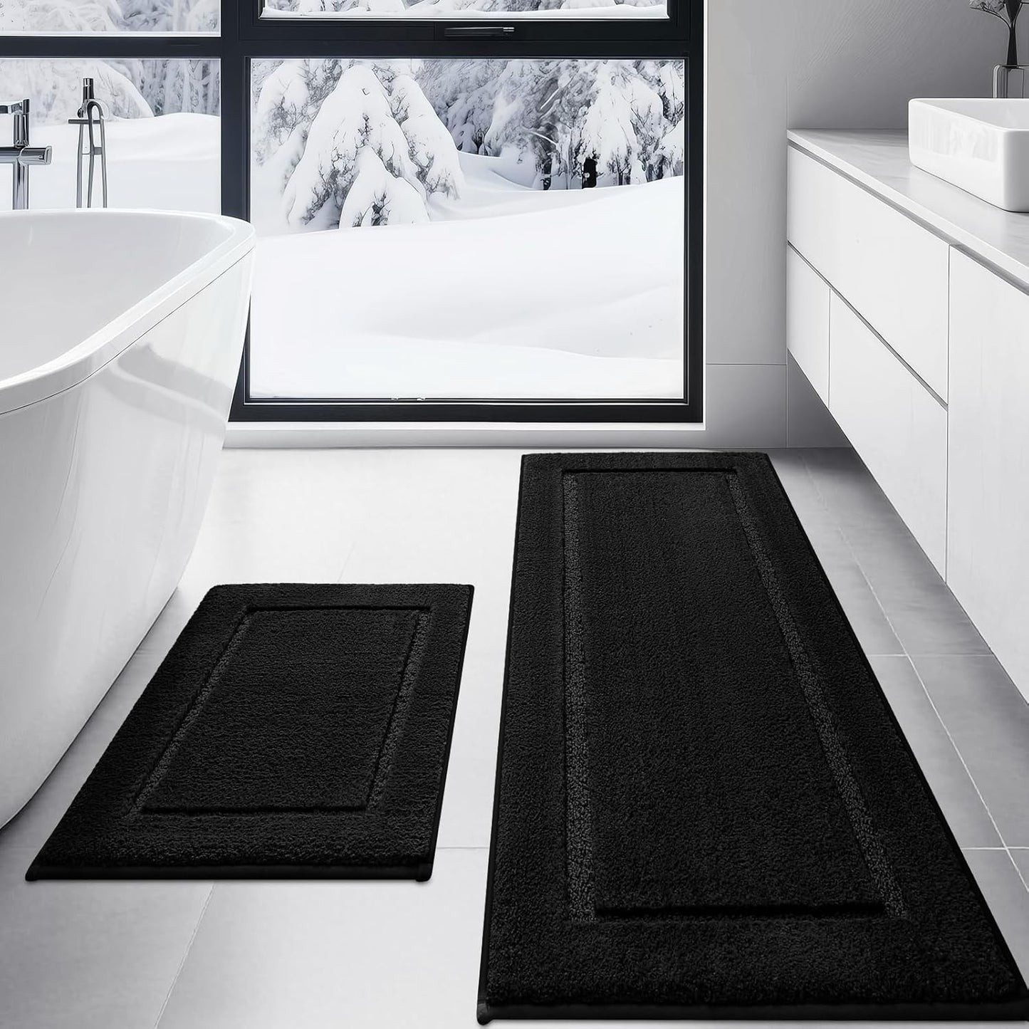 Ultra Soft Thick Plush Microfiber Bathroom Rugs Set for Comfort