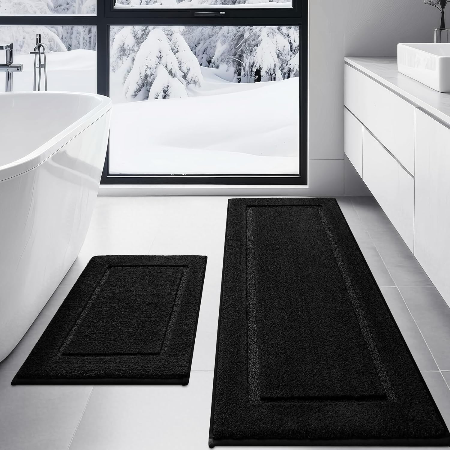 Ultra Soft Thick Plush Microfiber Bathroom Rugs Set for Comfort