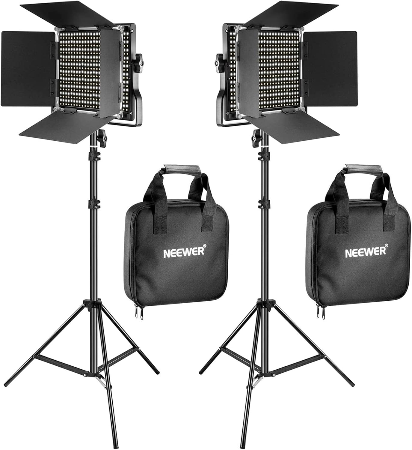 NEEWER 2 Pack Bi Color 660 LED Video Light and Stand Kit
