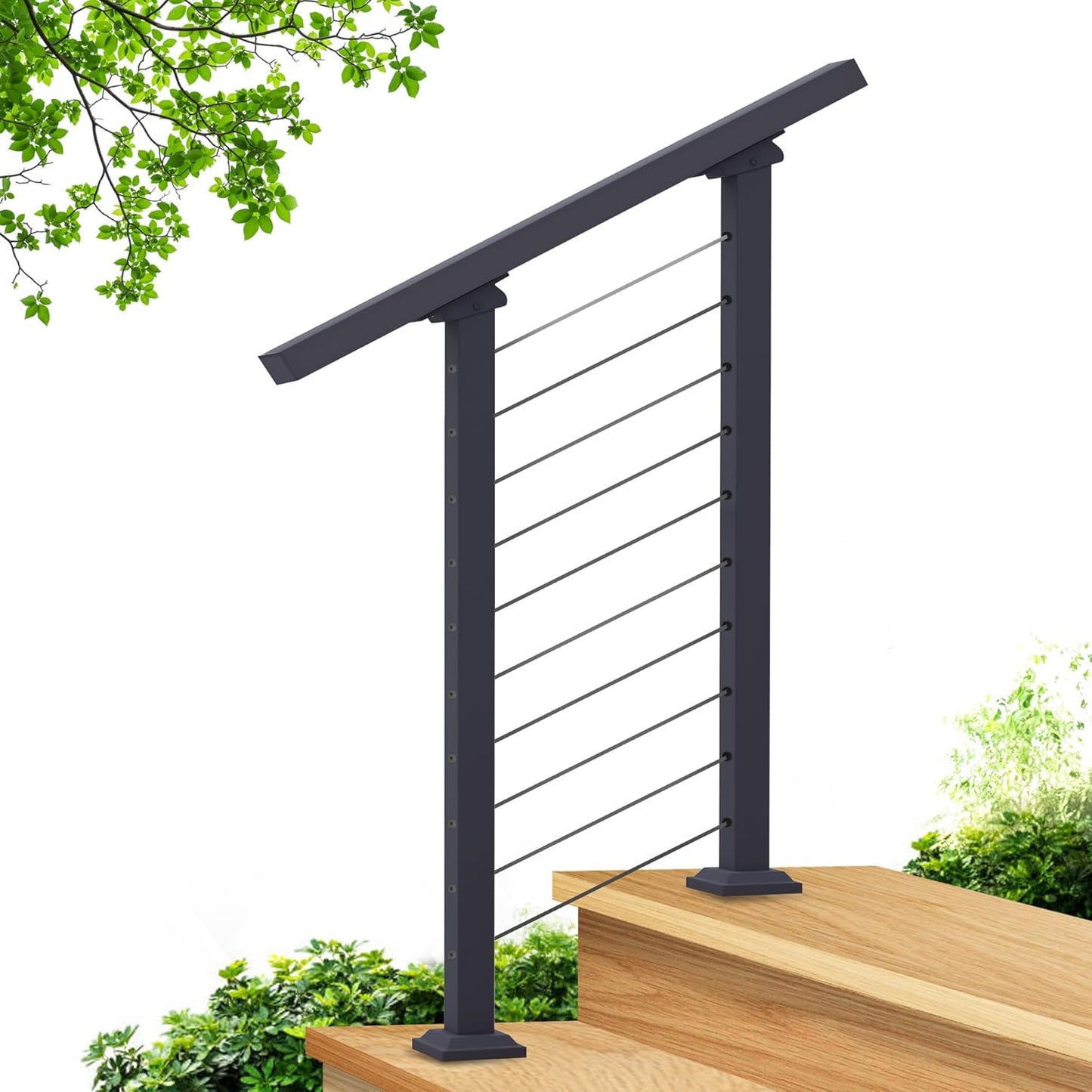 Modern Cable Hand Rails for Outdoor Steps by CR Fence & Rail