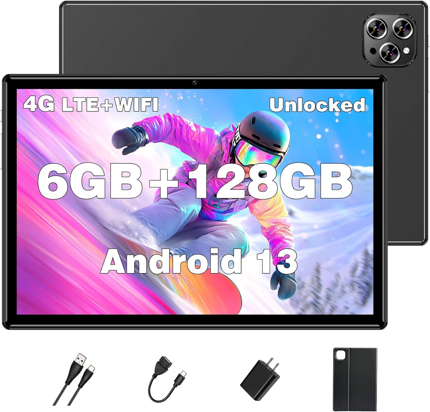 Octa-Core Android 13 Tablet with 128GB Storage and SIM Slot