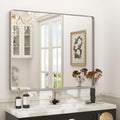 44x36 Silver Brushed Nickel Bathroom Mirror Rounded Rectangle