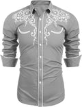 COOFANDY Men's Western Cowboy Shirt Slim Fit - Embroidered Retro Look