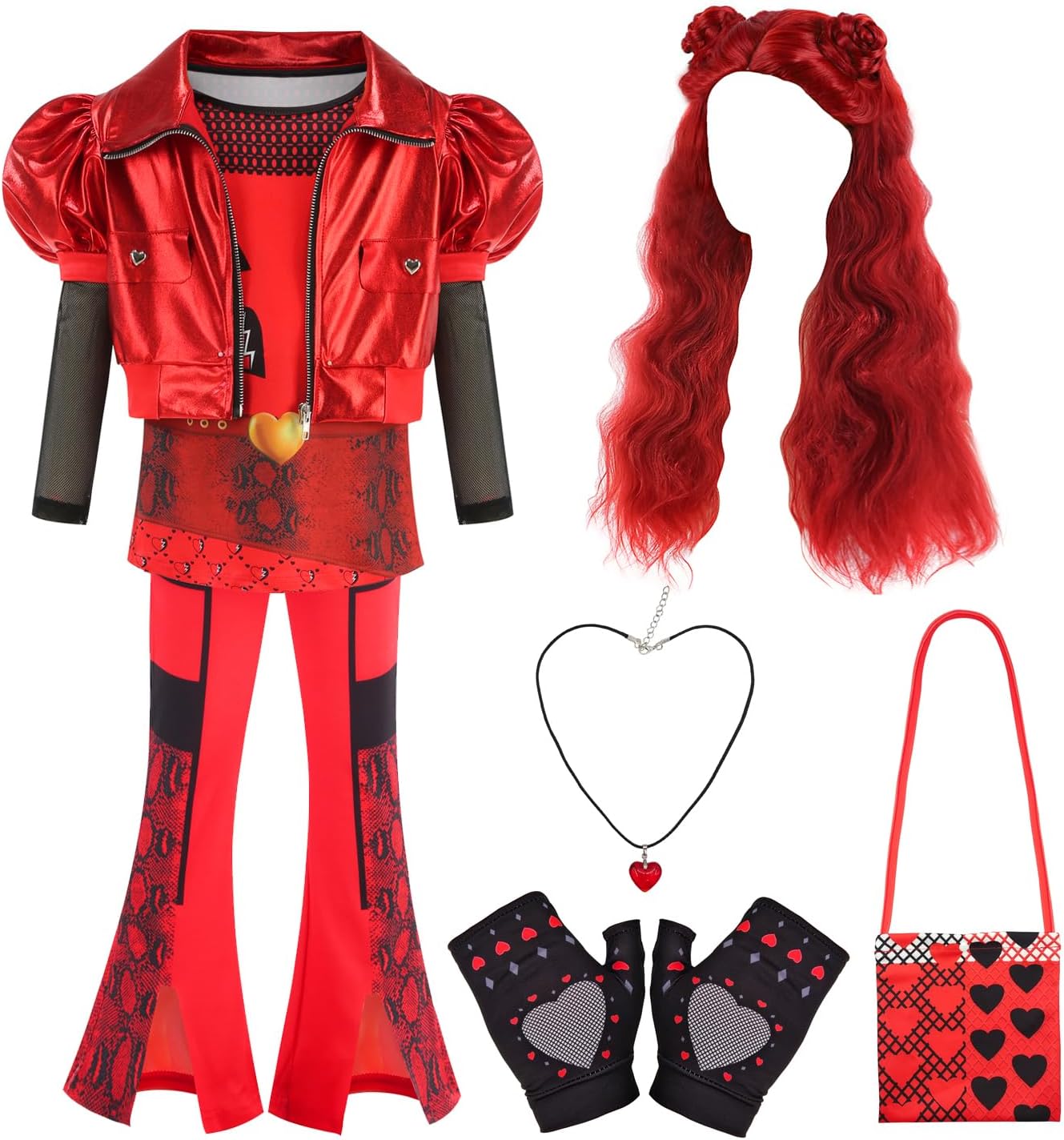 Kid Girl Red Cosplay Costume Set with Jacket and Accessories