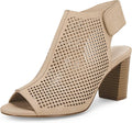 Coutgo Heeled Open Toe Sandals for Women - 3in Chunky Block Heel