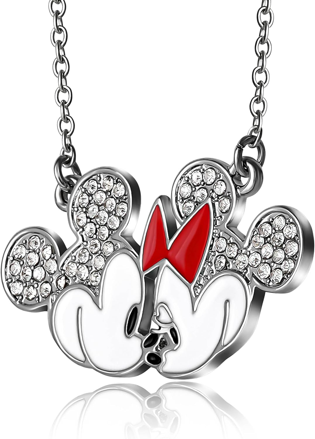 SALLY ROSE Disney Minnie & Mickey Crystal Pendant Necklaces - Officially Licensed with Adjustable Chains