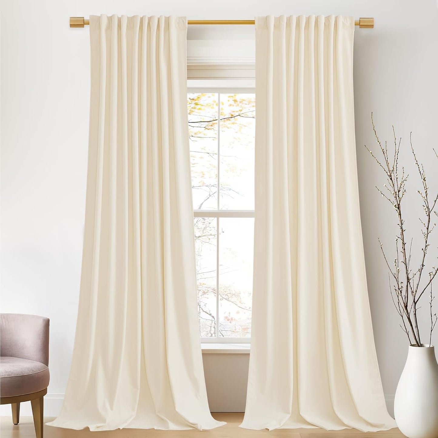 StangH Velvet Curtains 102 inches Long for Light Dimming Privacy