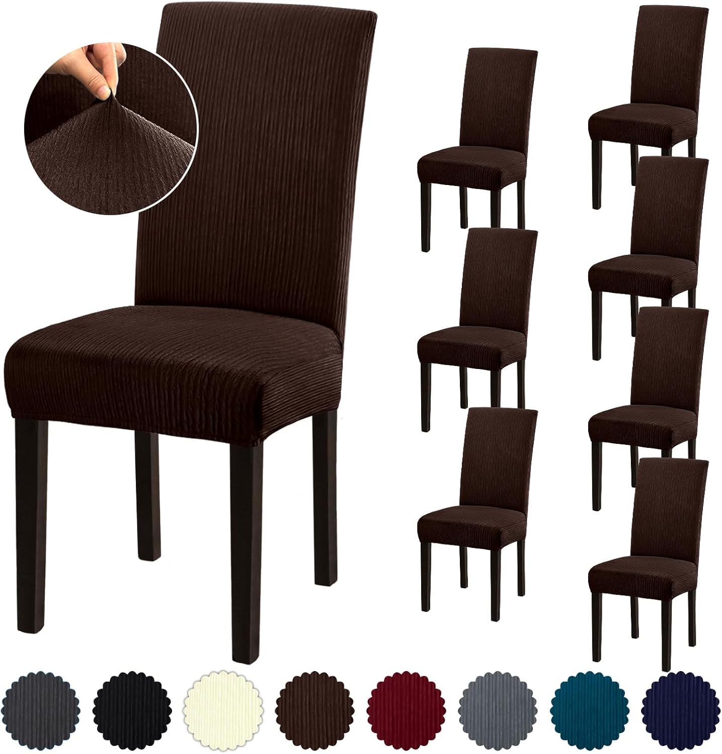 Stretch Dining Room Chair Covers Set of 8 for Easy Protection