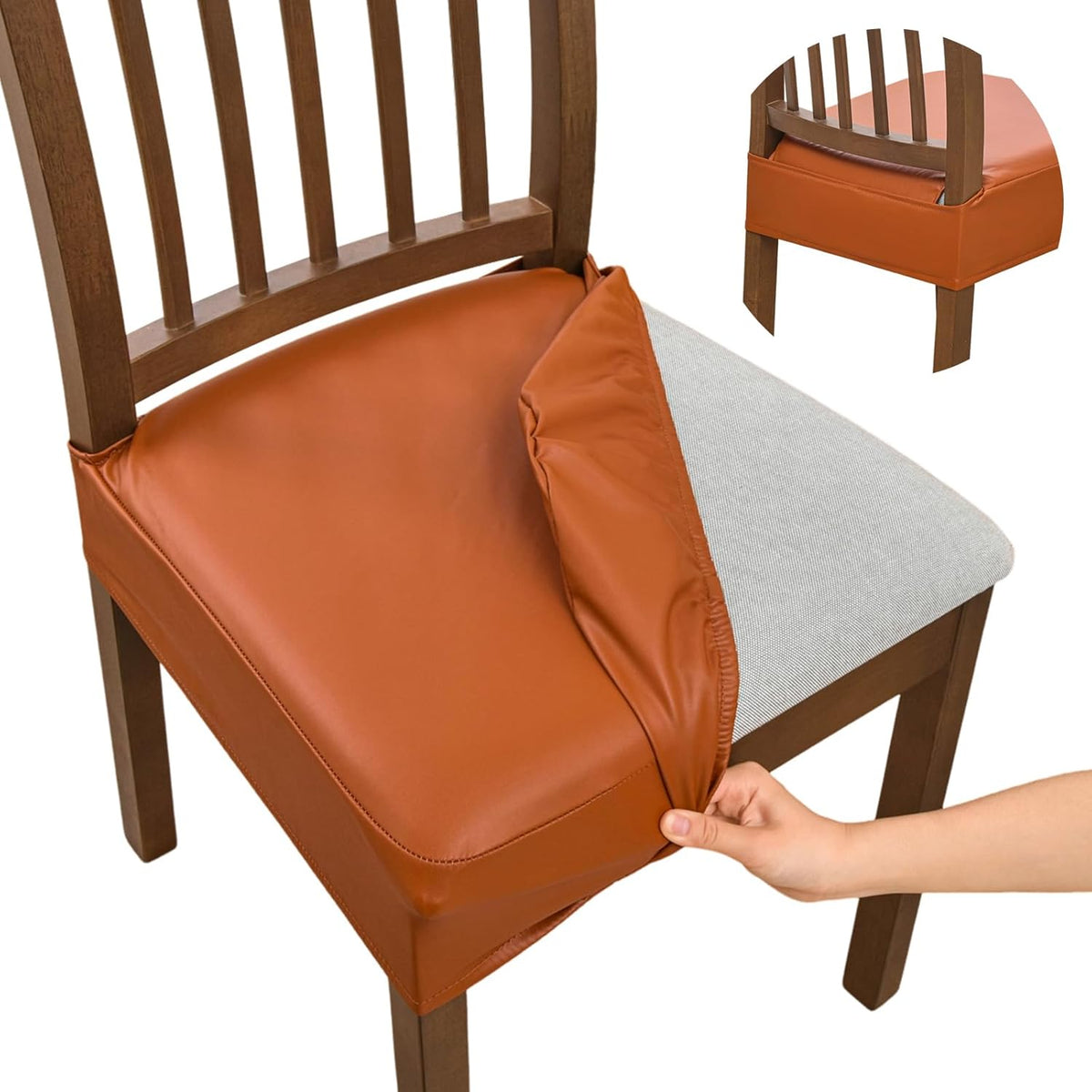 PU Leather Dining Chair Covers Set of 6, Waterproof and Durable